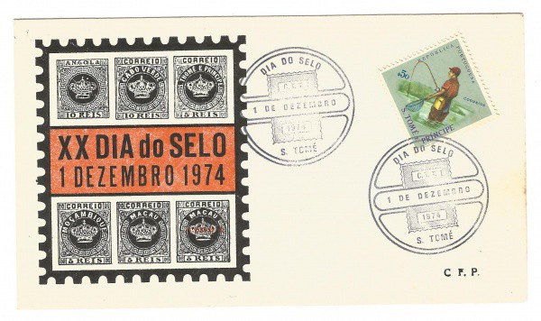 Envelope comemorativo do XIX Dia do Selo, dezembro 1974. Muito bem conservado.