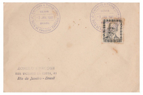Filatelia: Envelope comemorativo da Feira de Amostras - Fortaleza, Janeiro de 1941. Preserva carimbo