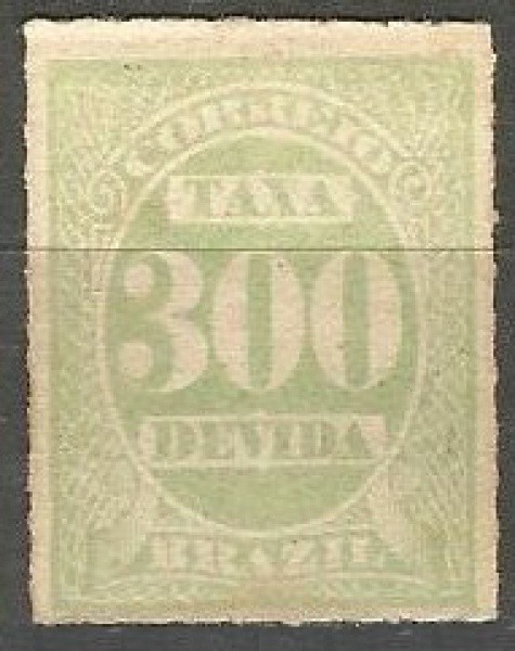 Filatelia Fiscal: Selo Taxa Devida. Porte de 300 réis. MBC.