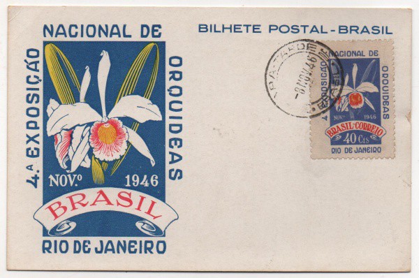 Filatelia: Folhinha Comemorativa da 4ª Exposição Nacional de Orquídeas do Rio de Janeiro - 1946. Pre