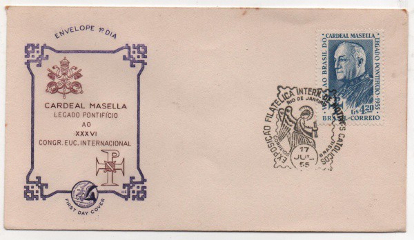 Filatelia: Envelope Comemorativo Cardeal Masella, Legado Pontifício ao XXXVI Congresso Eucarístico I
