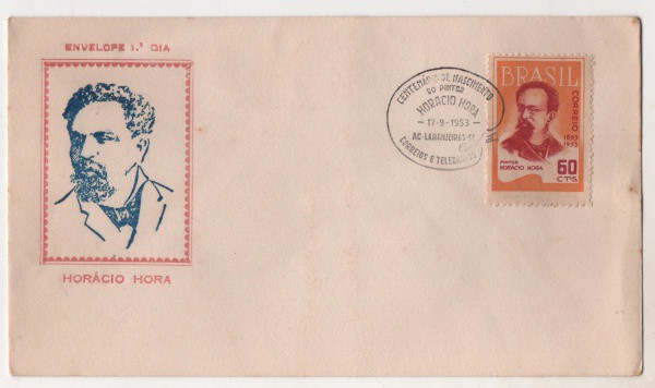 Filatelia: Envelope Comemorativo Horácio hora - 1953. Preserva selo. MBC.