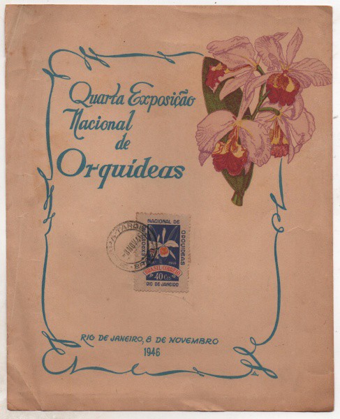 Filatelia: Folhinha Comemorativa Quarta Exposição Nacional de Orquídeas - 1946. Preserva selo e cari