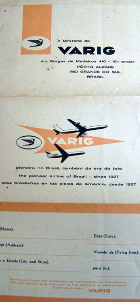FILATELIA - AVIAÇÃO -  CARTA/ENVELOPE -  CARTA DE RECLAMAÇÃO TIMBRADA DA EMPRESA VARIG  BEM CONSERV