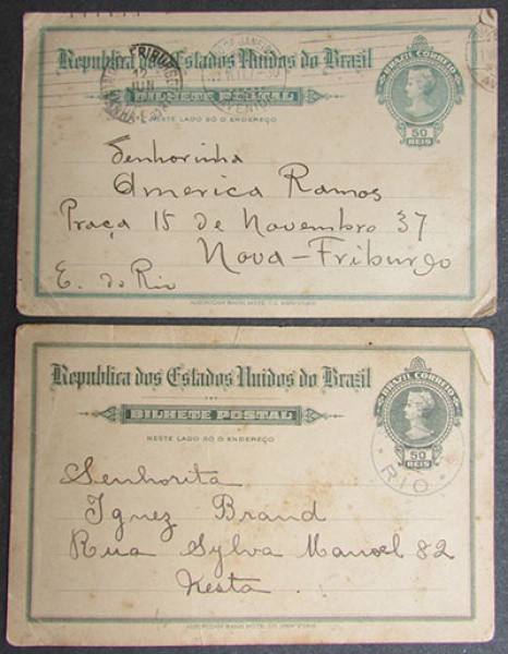 FILATELIA BILHETE POSTAL 02 VALOR 50 RÉIS 1917 BEM CONSERVADOS