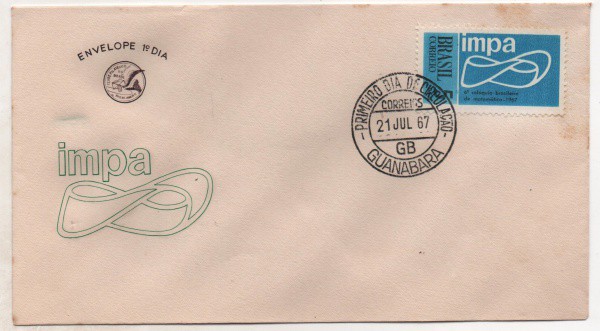 Filatelia: Envelope Comemorativo impa - 1967. 1º Dia de Circulação. Preserva selo e carimbo. MBC.