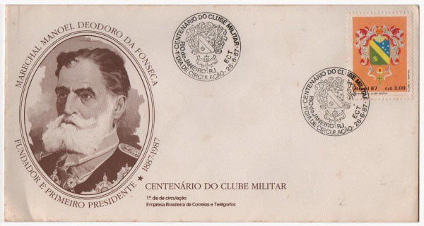 Filatelia: Envelope Comemorativo Centenário do Clube Militar - 1987. 1º Dia de Circulação. Preserva