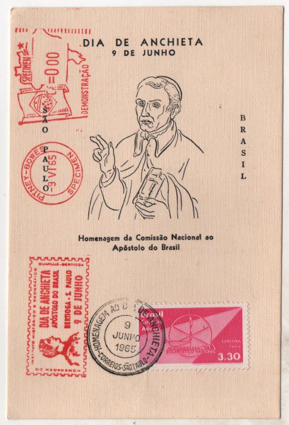 Filatelia: Folhinha Comemorativa Homenagem ao Dia de Anchieta - 1965. MBC.