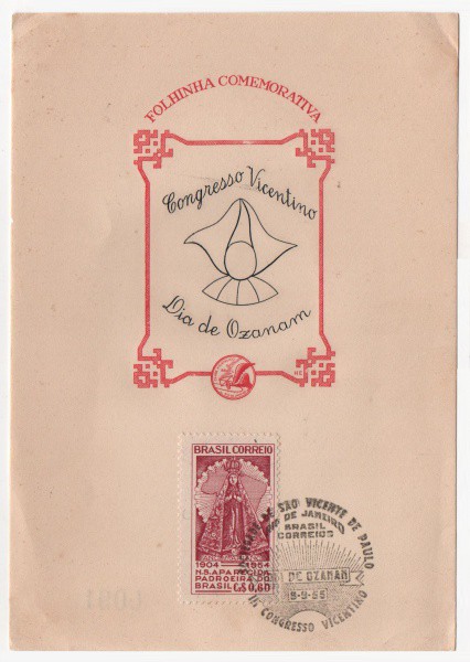 Filatelia: Folhinha Comemorativa Sociedade de São vicente de Paulo - Dia de Ozanam - III Congresso V