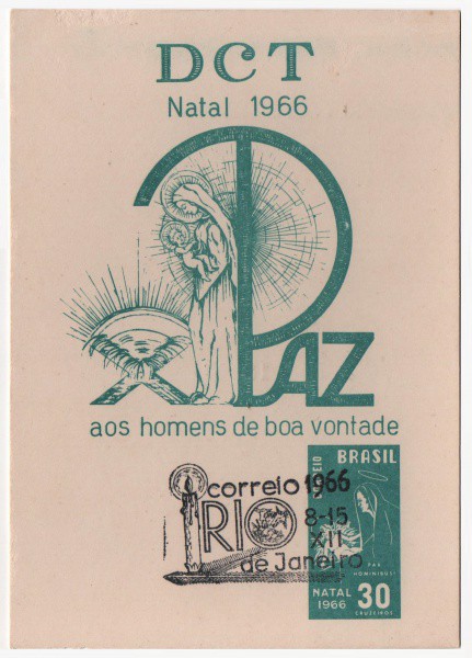 Filatelia: Folhinha Filatélica Dct Natal 1966 aos Homens de boa vontade - 1966. MC.