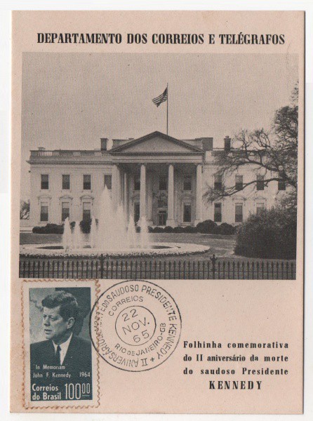 Filatelia: Folhinha Comemorativa do II aniversário da morte do saudoso Presidente Kennedy - 1965. Pr