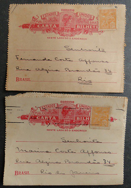 FILATELIA CARTA BILHETE 02 1934 COM SELO NO VALOR DE 100 RÉIS BEM CONSERVADOS