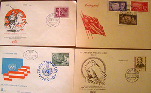 FILATELIA  ENVELOPES  PRIMEIRO DIA DE CIRCULAÇÃO  PROVENIENTES DA ALEMANHA  1955  BEM CONSERVAD