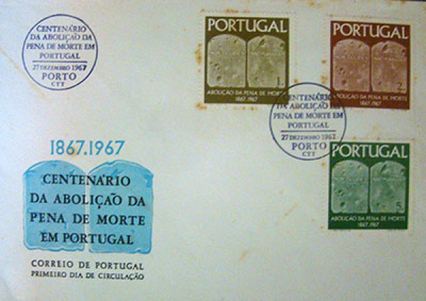 FILATELIA  ENVELOPE  COMEMORATIVO  CENTENÁRIO DA ABOLIÇÃO DA PENA DE MORTE EM PORTUGAL  -  PORTO ,