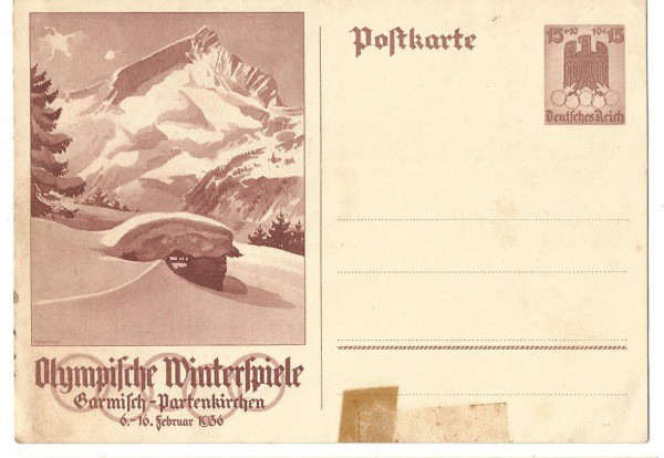 ALEMANHA NAZISTA: Bilhete Postal Jogos Olímpicos de Inverno de 1936 - Alemanha. Assim como as Olimpí