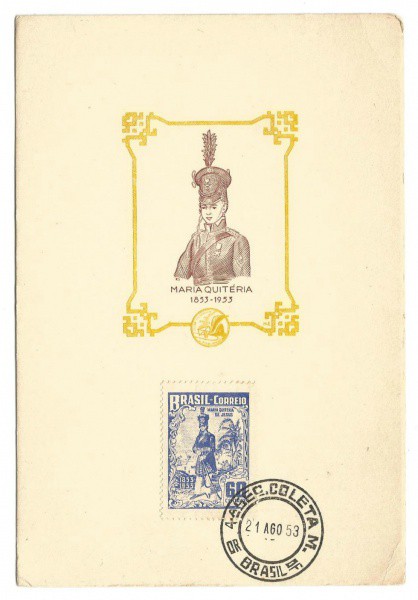 Folhinha comemorativa do Centenário de Maria Quitéria 1953. Muito bem conservada.