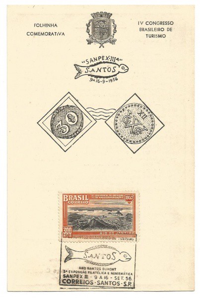 Folhinha comemorativa do IV Congresso Brasileiro de Turismo 1956. Muito bem conservada.