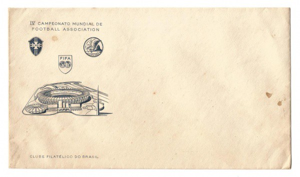 Envelope comemorativo da Copa do Mundo de 1950 - Brasil. Muito bem conservado.