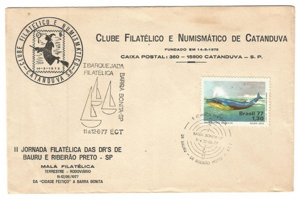 Envelope do Clube Filatélico e Numismático de Catanduva, 1975. MBC.