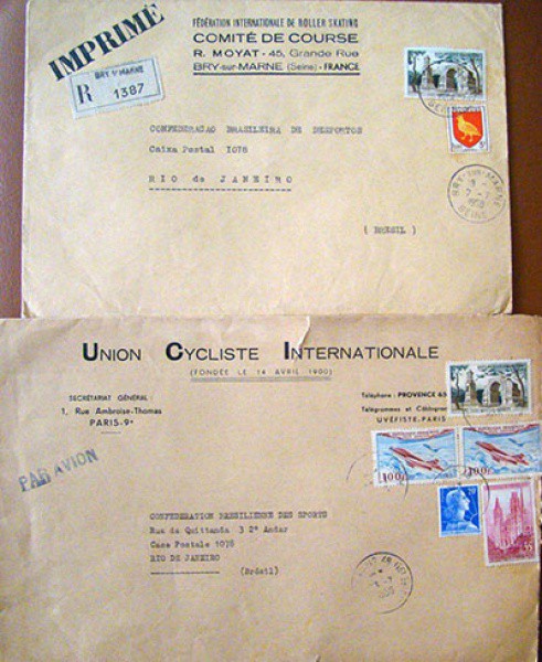 FILATELIA  TEMÁTICO ESPORTIVO  02 -  ENVELOPES OFICIAIS DE FEDERAÇÕES ESPORTIVAS  ROLLER SKATING