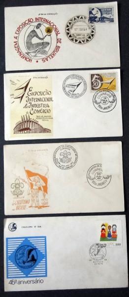 FILATELIA ENVELOPES PRIMEIRO DIA DE CIRCULAÇÃO 04-EXPOSIÇÃO DE INDUSTRIA E COMERCIO , ESCOTISMO , CL