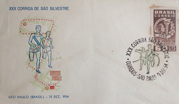 FILATELIA ENVELOPE XXX CORRIDA DE SÃO SILVESTRE SÃO PAULO , 1954 BEM CONSERVADO
