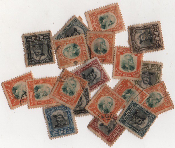 Filatelia: Lote com dezenove (19) selos Selo 1906 - 500 Réis - Affonso Penna - Oficial - Ab -Selo: B