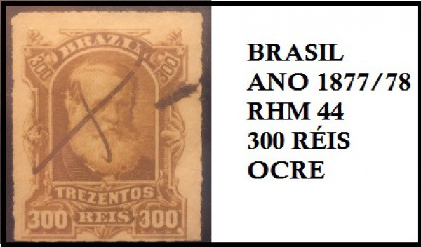 D PEDRO II - SELO COM OCRE - EM EXCELENTE ESTADO DE CONSERVAÇÃO CAT RHM 44 ANO 1877 / 78 VALOR DE CA
