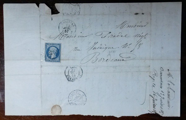 3A - ANTIGA CARTA/ENVELOPE DATADA DE 1857 SELADA - BELA PEÇA.