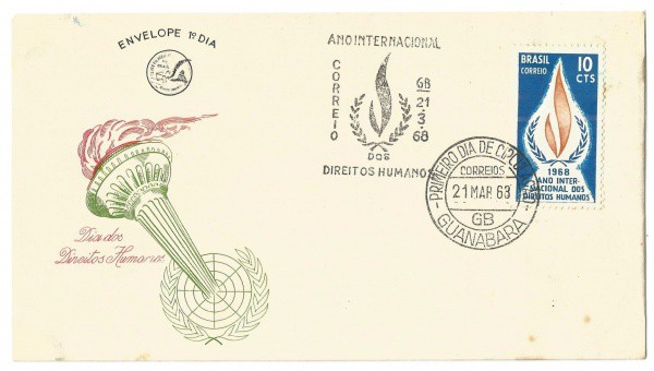 Envelope 1º Dia - Dia dos Direitos Humanos, 1968. MBC.