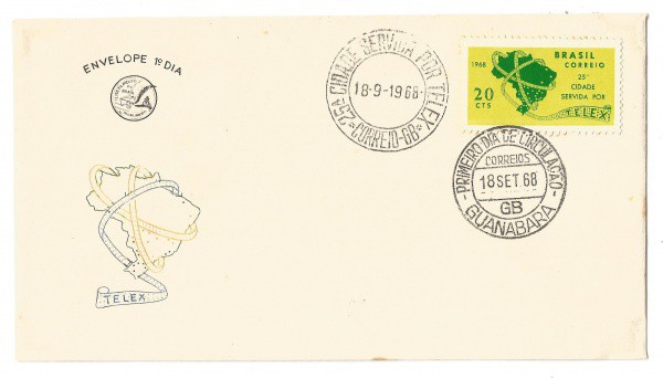 Envelope 1º Dia - TELEX, 1968. MBC.