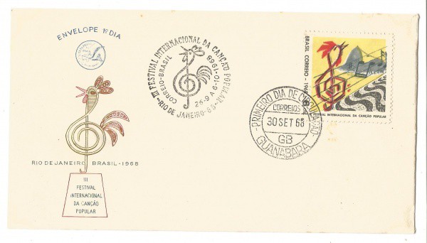 Envelope 1º Dia - III Festival Internacional da Canção Popular, 1968. MBC.