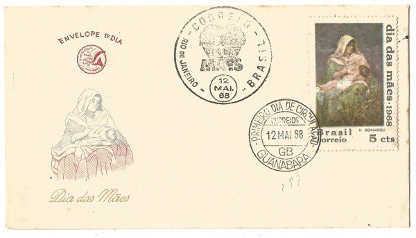 Envelope 1º Dia - Dia das Mães, 1968. MBC.