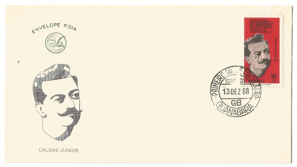 Envelope 1º Dia - Centenário do nascimento do Jornalista Caldas Junior, 1968. MBC.