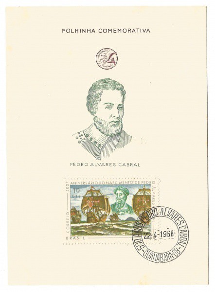 Folhinha comemorativa dos 500º Aniversário do Nascimento de Pedro Alvares Cabral, 1968. MBC.