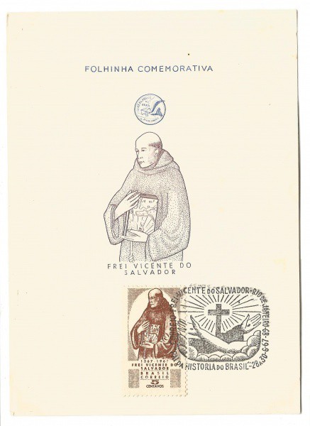 Folhinha comemorativa de Frei Vicente do Salvador, 1967. MBC.