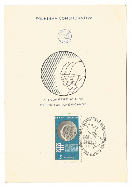 Folhinha comemorativa de VII Conferência de Exércitos Americanos, 1968. MBC.