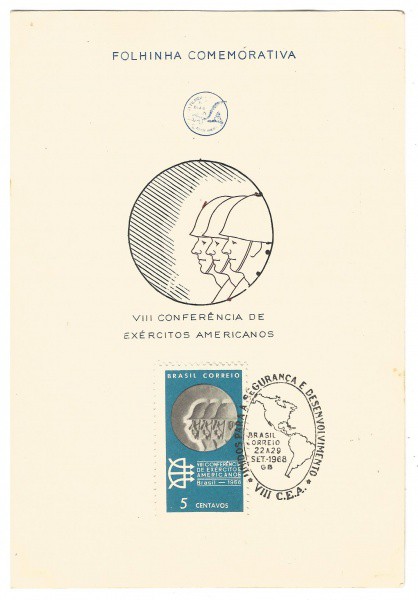 Folhinha comemorativa de VII Conferência de Exércitos Americanos, 1968. MBC.