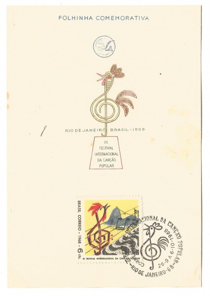 Folhinha comemorativa do III Festival Internacional da Canção Popular, 1968. MBC.