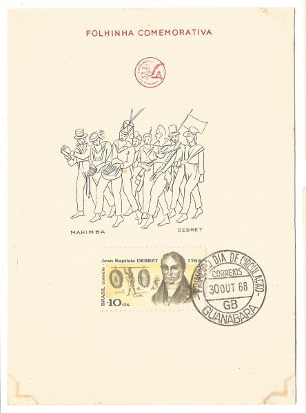 Folhinha comemorativa Jean Baptiste Debret, 1968. MBC.