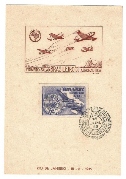 Folhinha comemorativa do Primeiro Salão Brasileiro de Aeronáutica, junho de 1949. Muito bem conserva