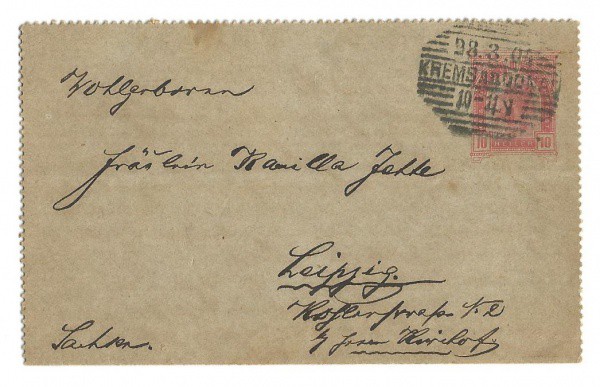 Bilhete Postal do Império Austro Húngaro. Porte Fixo. Circulado em 1904. Bem conservado.