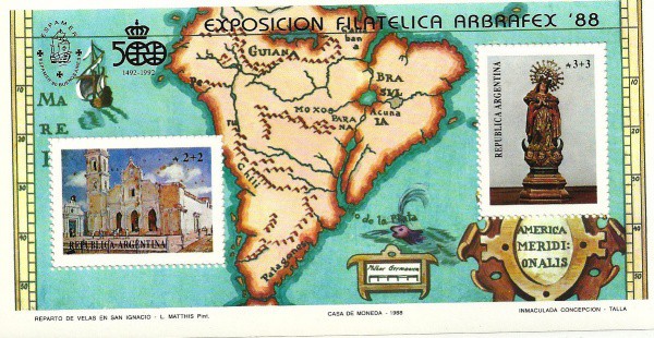 BRASIL - SELO COMEMORATIVO - BLOCO ARGENTINA  -ARBRAFEX 88