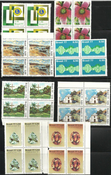 ÓTIMO LOTE DE SELOS DO BRASIL, 2 QUADRAS COM CARIMBO 1 DIA.