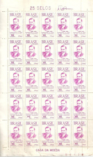 C554 - RUBEM DARIO-  FOLHA COM 25 SELOS BRASIL