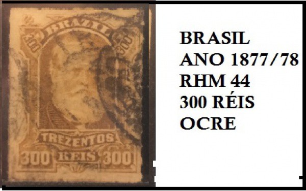 D PEDRO II - SELO COM OCRE - EM EXCELENTE ESTADO DE CONSERVAÇÃO CAT RHM 44 ANO 1877 / 78 VALOR DE CA