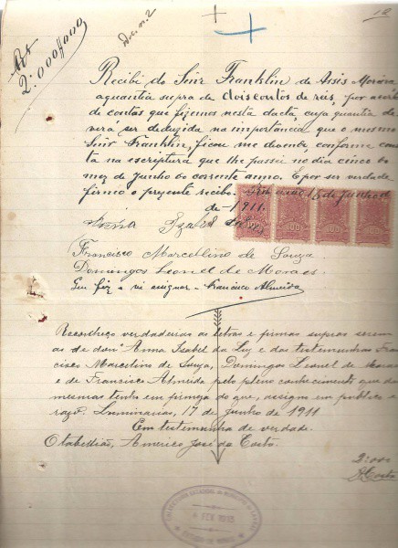 RECIBO ANTIGO DATADO EM 16 DE JUNHO DE 1911