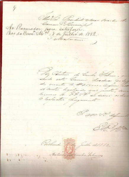 CARTA ANTIGA DATADA EM JULHO DE 1882