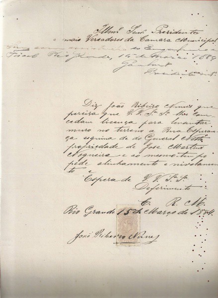 CARTA ANTIGA DATADA EM 15 DE MARÇO DE 1884