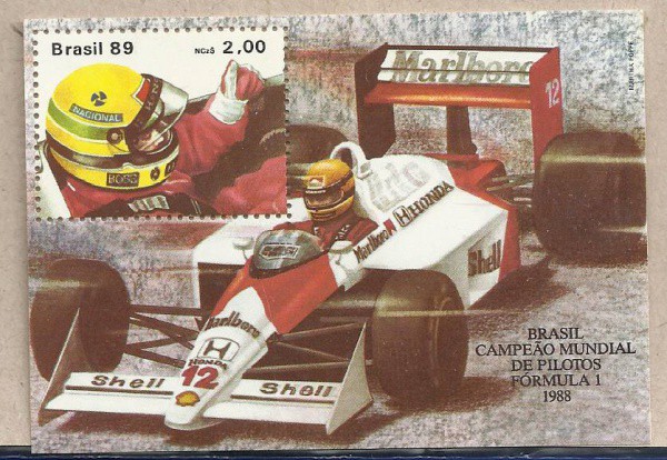 BLOCO DE SELO BRASIL 89, BRASIL CAMPEAO DA F1 1988